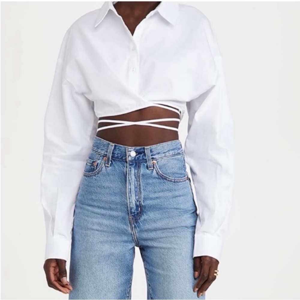 Lioness White Button Down Wrap Top